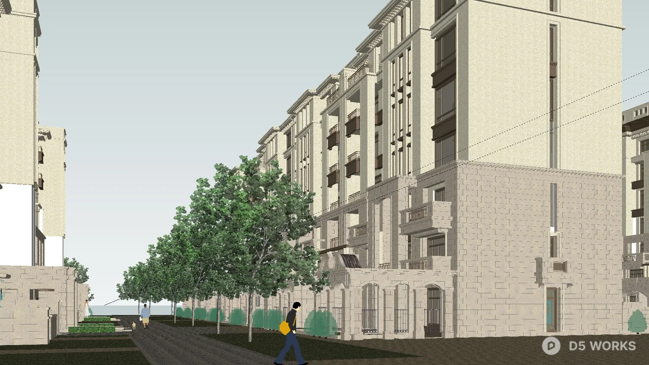 Multi Story Residential Building 3d model thumbnail 2