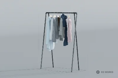 Minimalist Metal Clothing Rack 3d model - Image 1