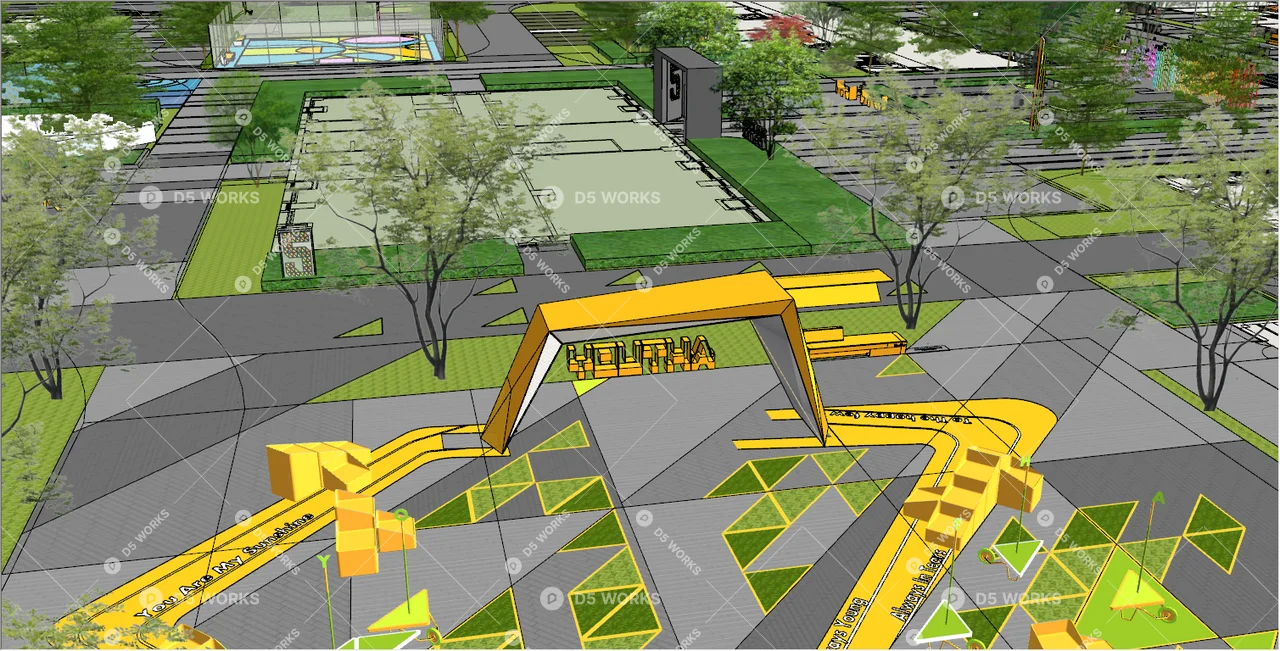 Modern Plaza 3d model thumbnail 3