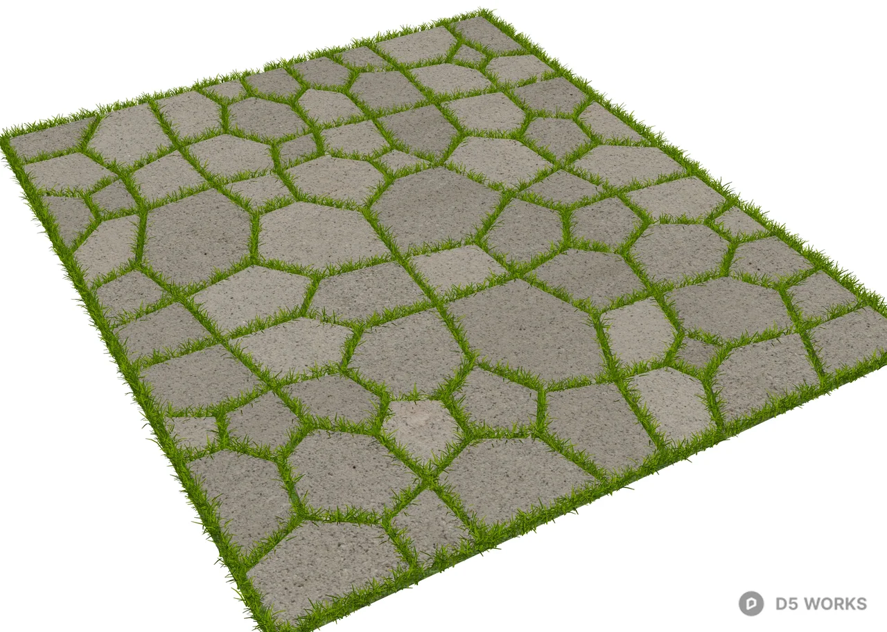Grass Paved Walkway 3d model thumbnail 3