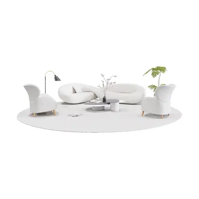 Minimalist White Three Seater Sofa 3d model