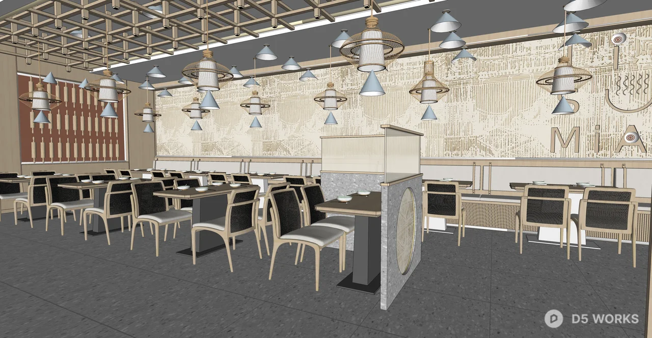 Modern Noodle Restaurant Interior 3d model thumbnail 3