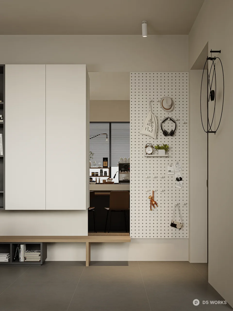 Minimalist Open Plan Living Dining Space 3d model thumbnail 4