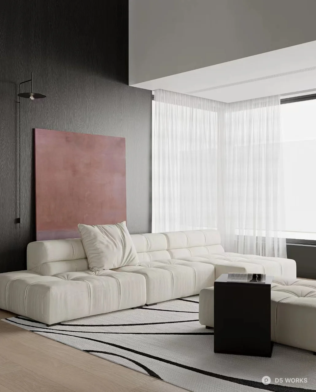 Minimalist Living Dining Space 3d model thumbnail 7
