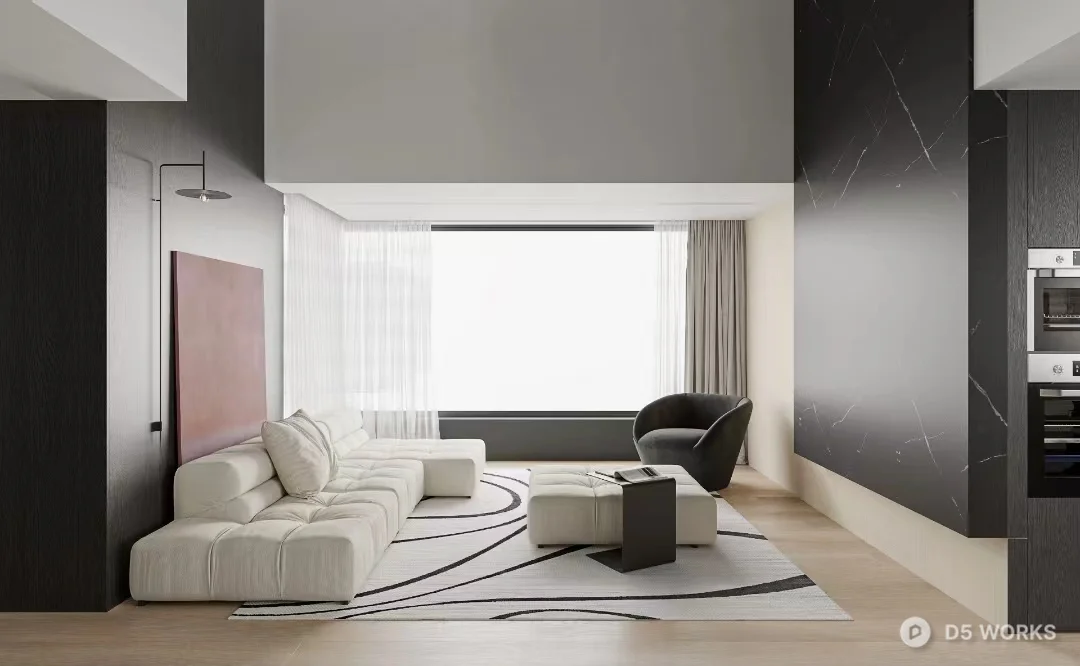 Minimalist Living Dining Space 3d model thumbnail 3