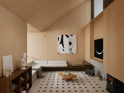 Modern Minimalist Dining Space with Black Cabinetry 3d model