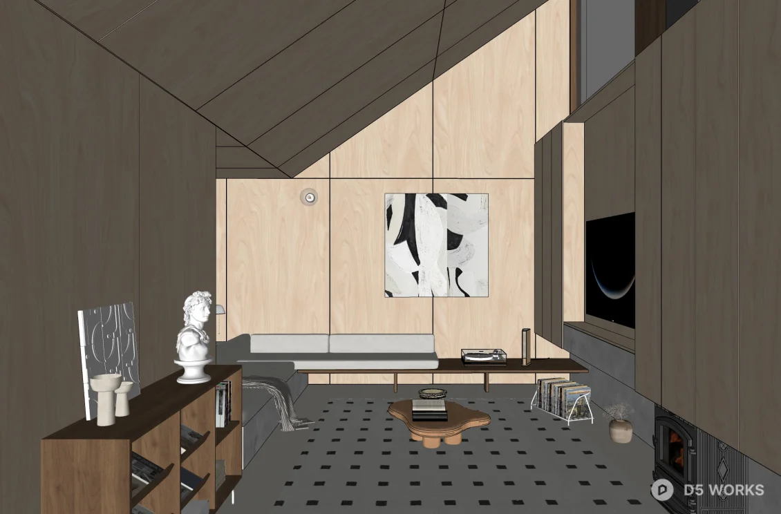 Modern Minimalist Dining Space with Black Cabinetry 3d model thumbnail 2