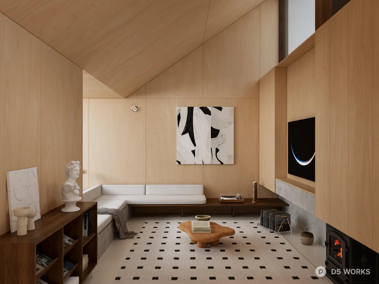 Modern Minimalist Dining Space with Black Cabinetry 3d model - Image 1