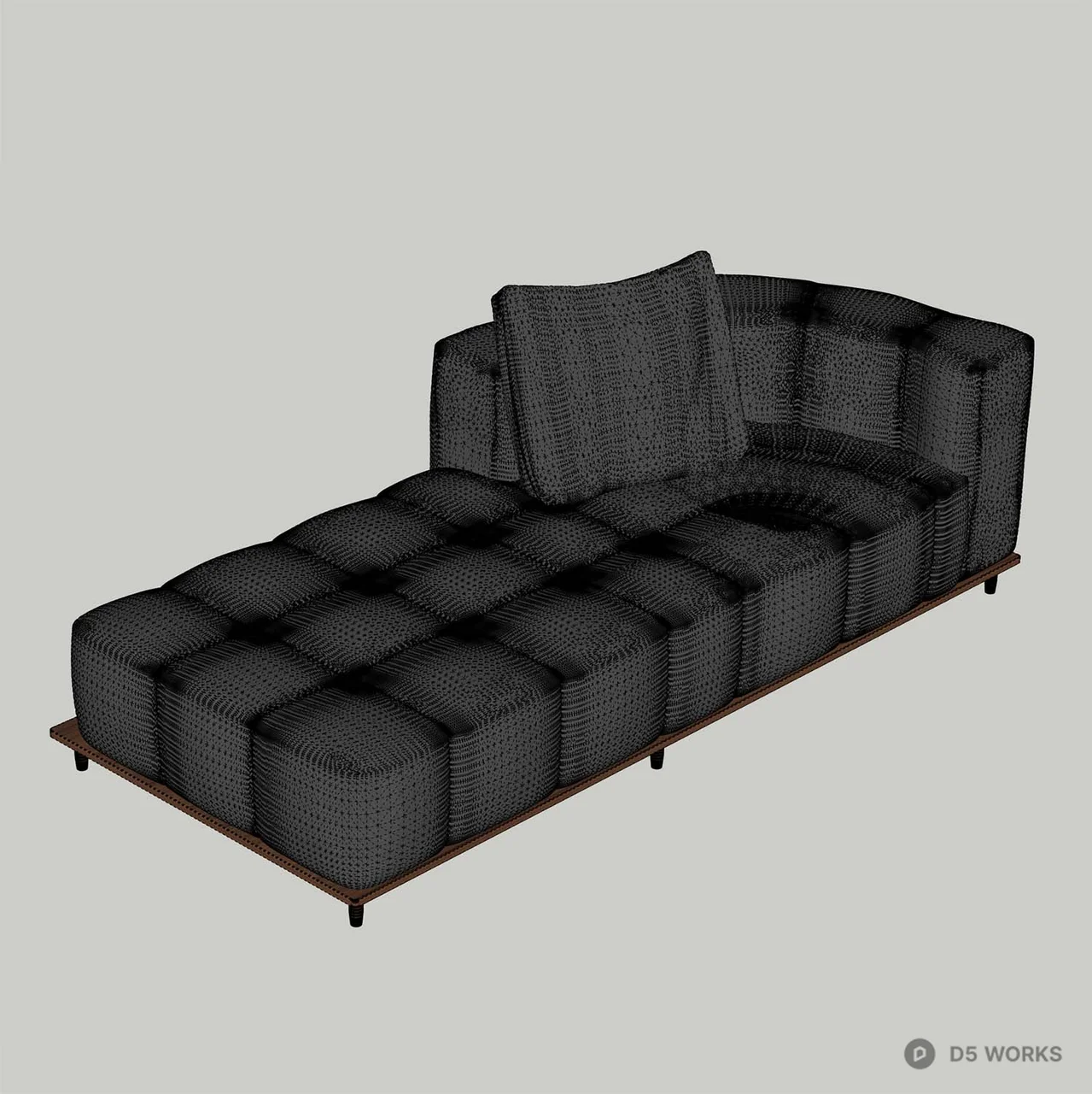 Modern Tufted Fabric Chaise Lounge 3d model thumbnail 2
