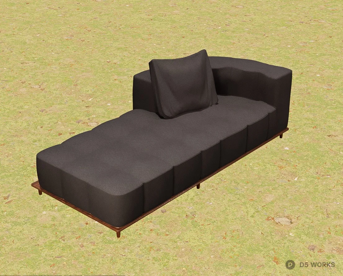 Modern Tufted Fabric Chaise Lounge 3d model thumbnail 3