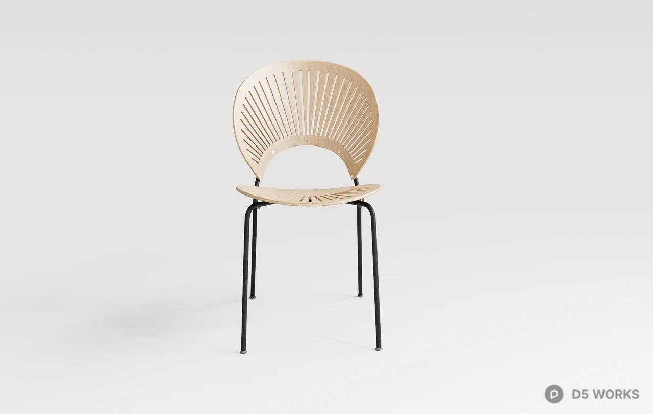 Radiating Slatted Back Leisure Chair 3d model thumbnail 5