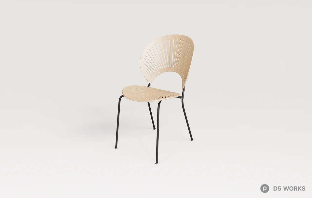 Radiating Slatted Back Leisure Chair 3d model thumbnail 3