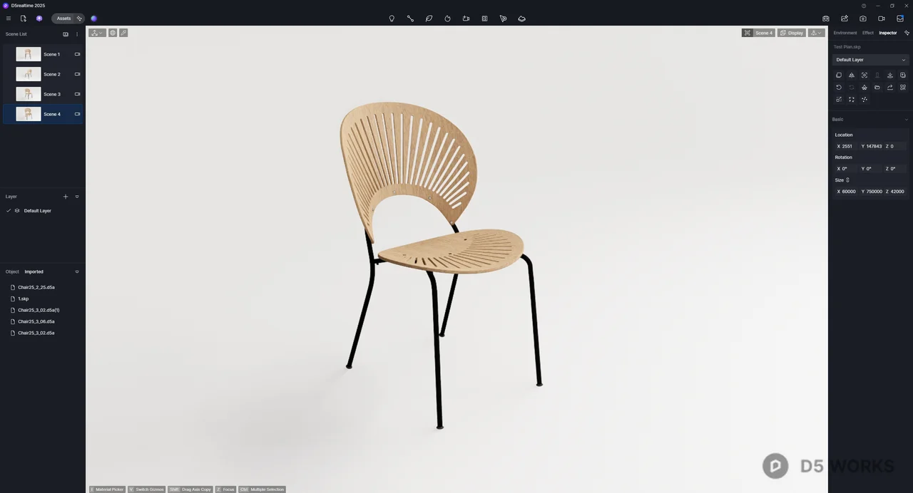 Radiating Slatted Back Leisure Chair 3d model thumbnail 2