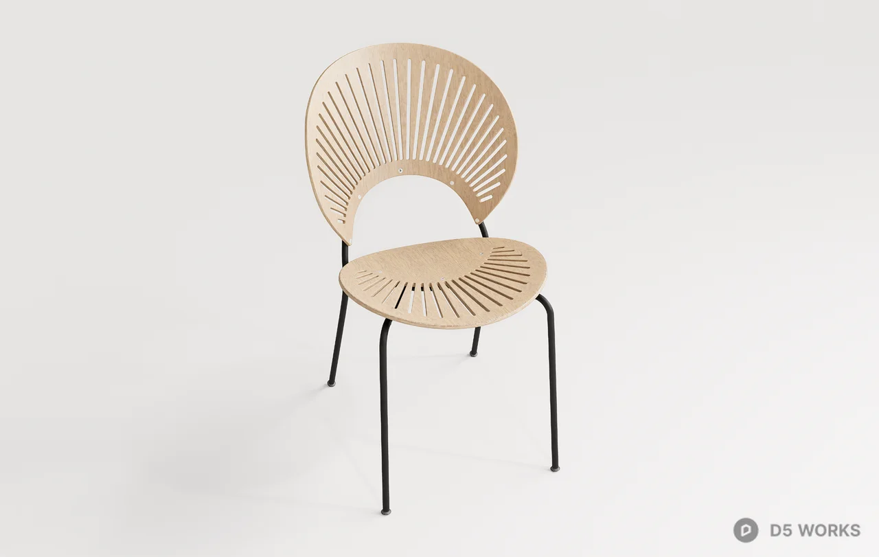 Radiating Slatted Back Leisure Chair 3d model - Image 1