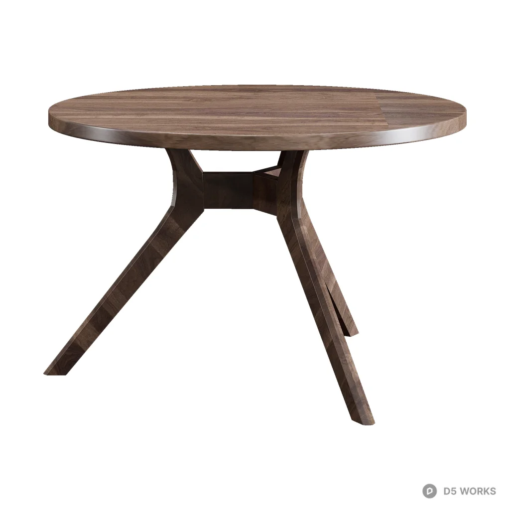 modern dark solid wood dining 3d model - Image 1
