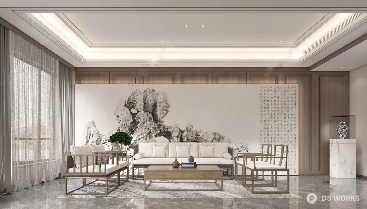 Modern Chinese Style Independent Office 3d model thumbnail 4