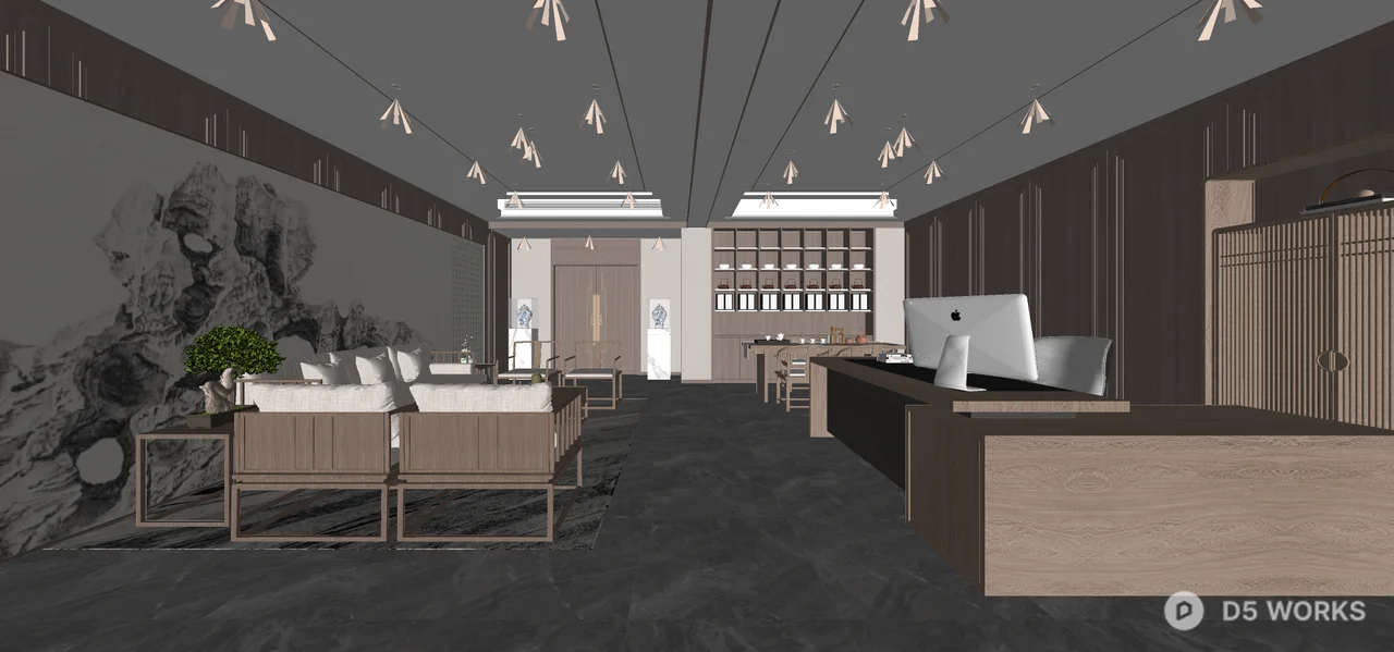 Modern Chinese Style Independent Office 3d model thumbnail 5