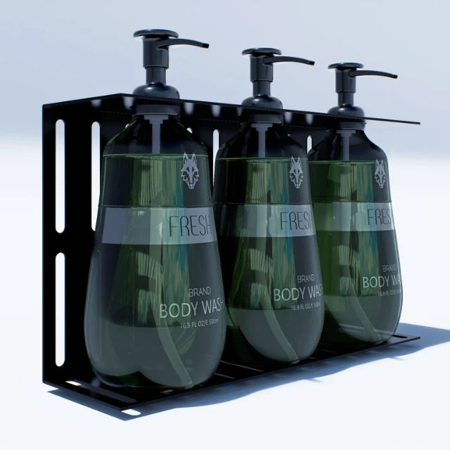 Modern Triple Body Wash Dispenser Set with Wall Mount 3d model