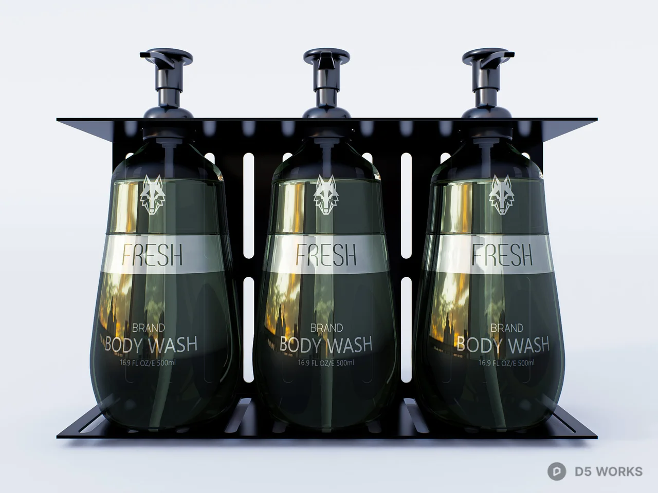 Modern Triple Body Wash Dispenser Set with Wall Mount 3d model thumbnail 2