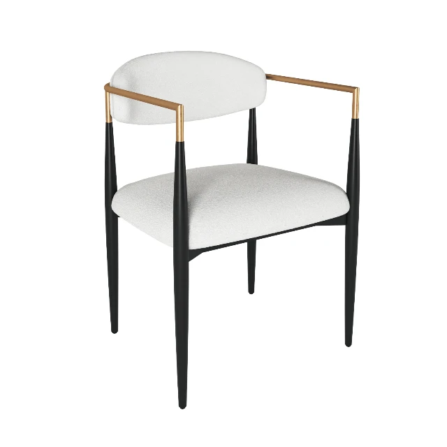 Modern Boucle Armchair with Gold and Black Accents 3d model