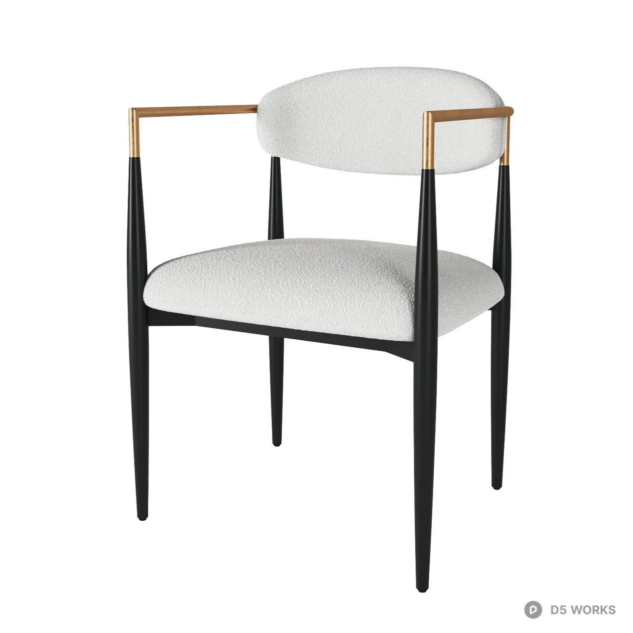 Modern Boucle Armchair with Gold and Black Accents 3d model thumbnail 3