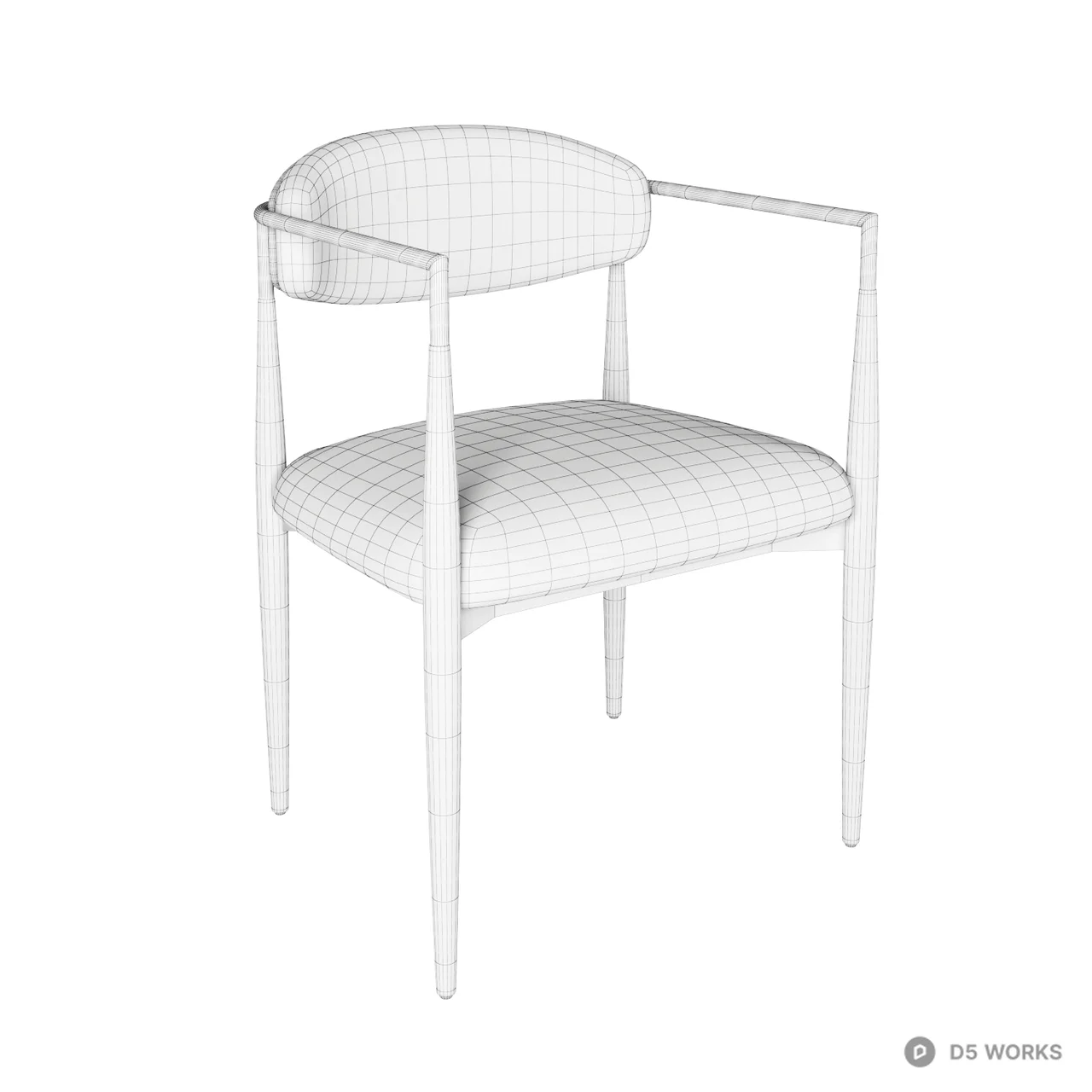 Modern Boucle Armchair with Gold and Black Accents 3d model thumbnail 4