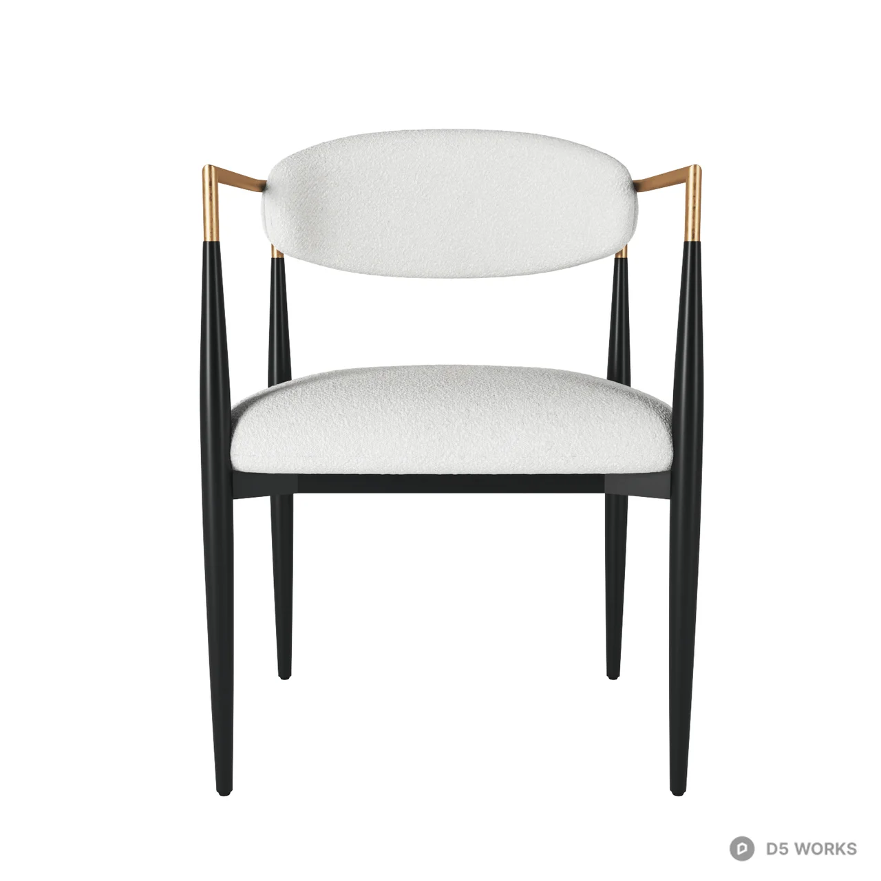 Modern Boucle Armchair with Gold and Black Accents 3d model thumbnail 2