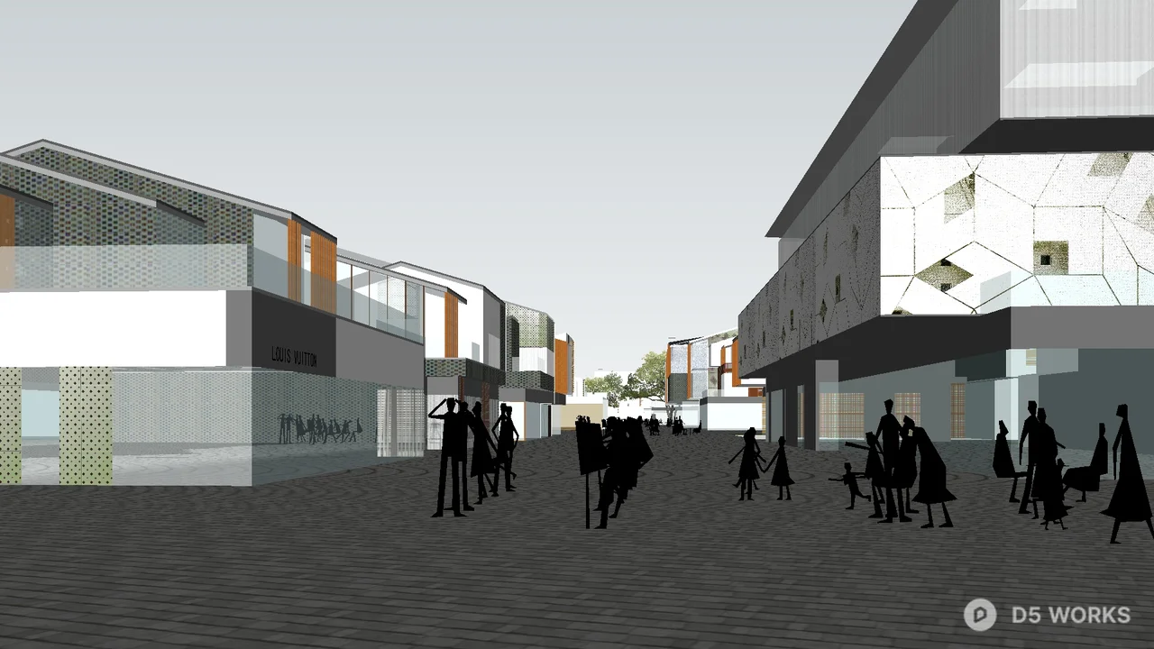 Commercial Street Landscape With Tree And Benches 3d model thumbnail 4