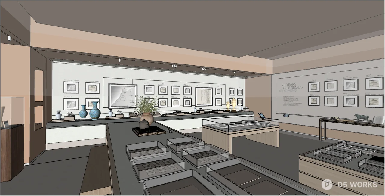 Minimalist Museum Exhibition Space With Framed Art Display 3d model thumbnail 2