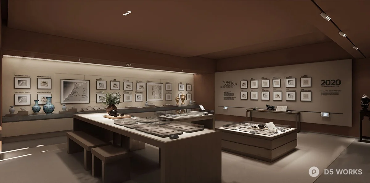 Minimalist Museum Exhibition Space With Framed Art Display 3d model - Image 1