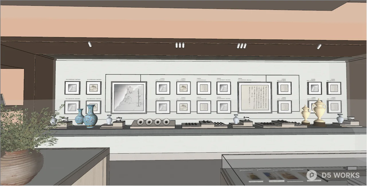 Minimalist Museum Exhibition Space With Framed Art Display 3d model thumbnail 3