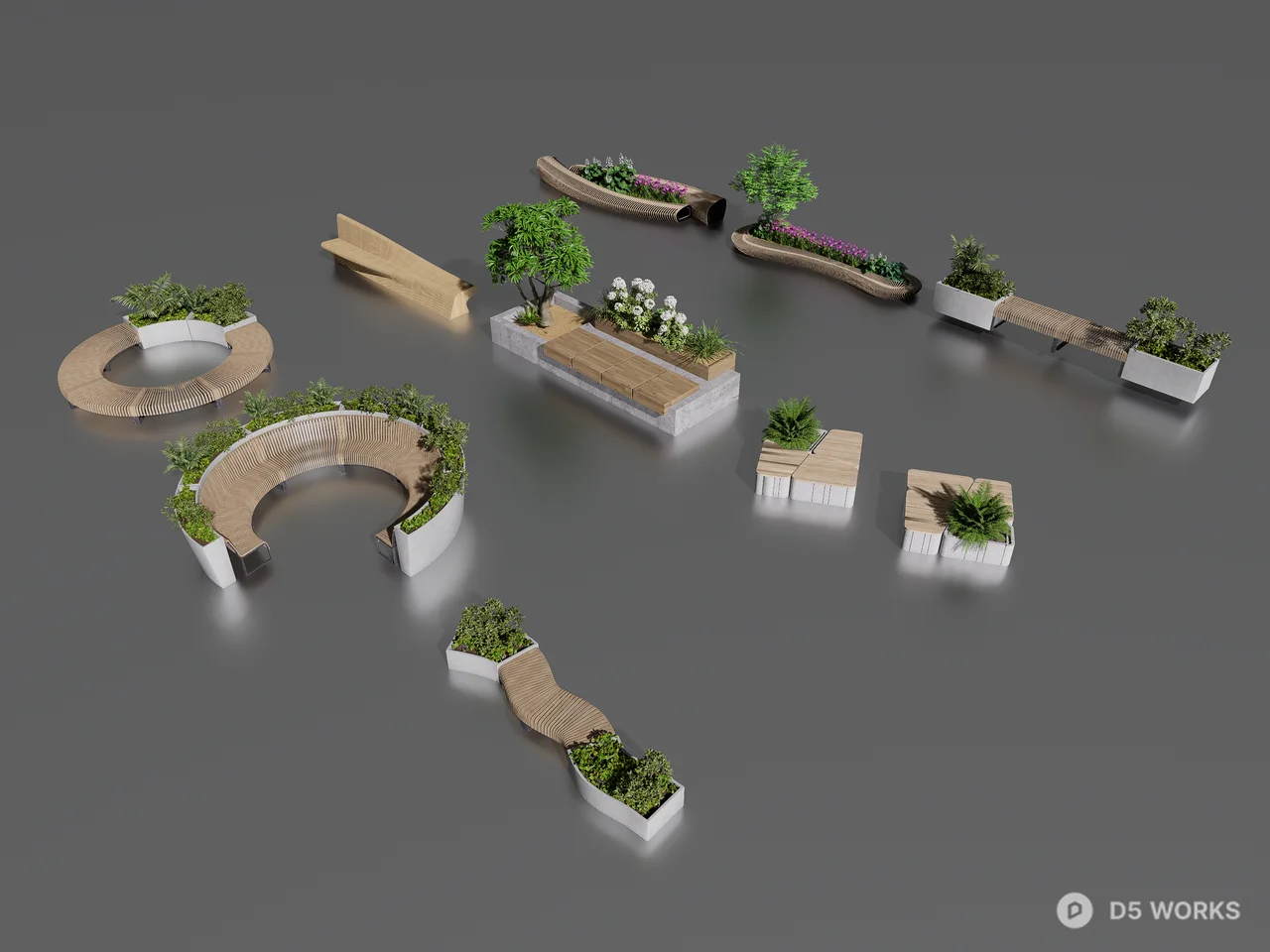 Parametric Urban Bench and Planter Collection 3d model - Image 1