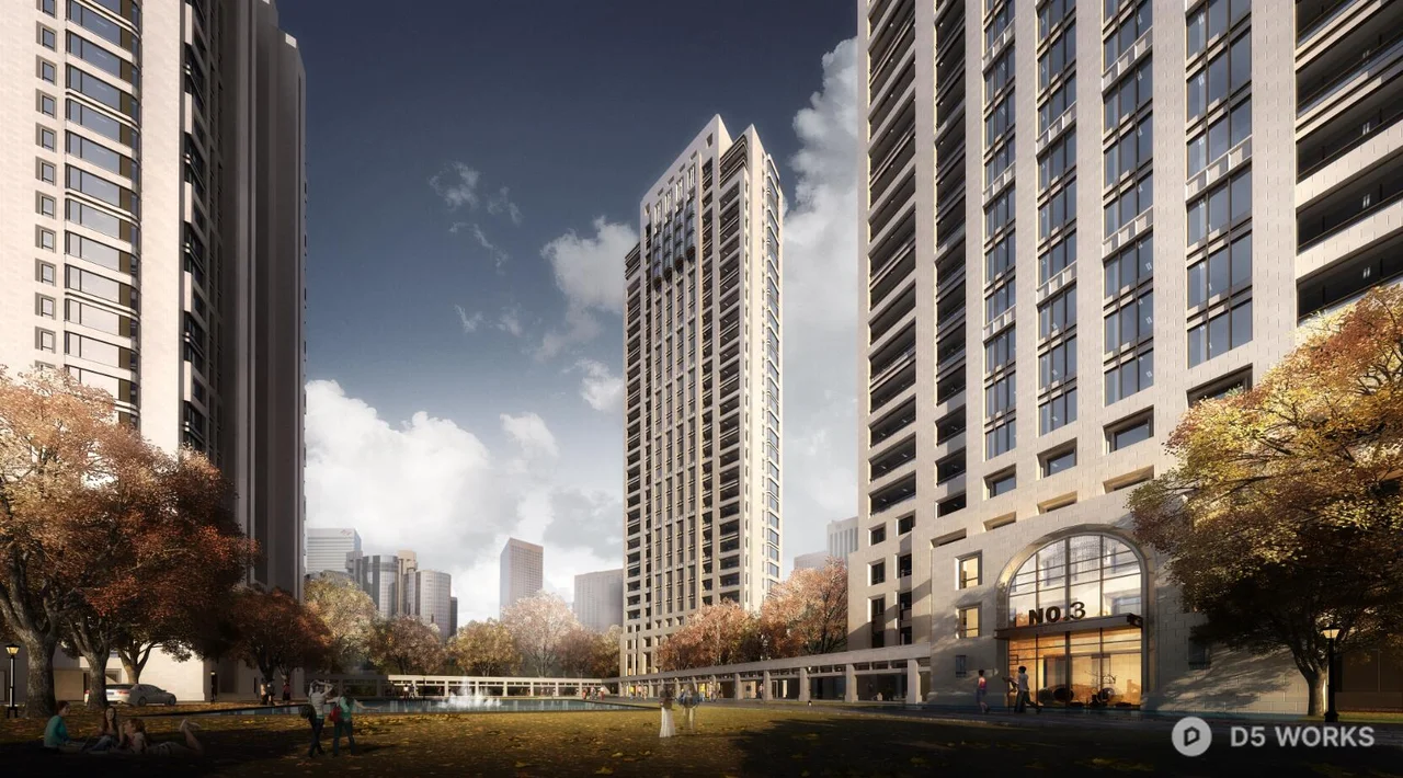 D5 High Rise Render Free High Rise Residential Building Exterior 3D Model .skp