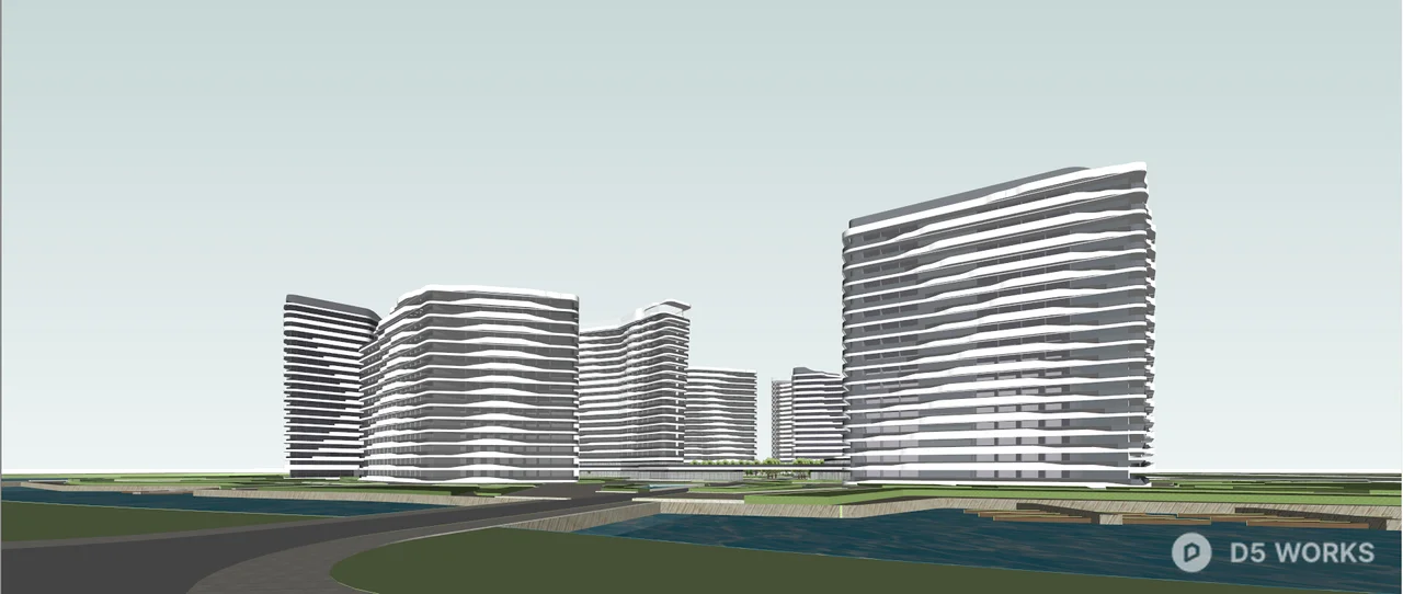 Modern Commercial Complex Under Cloudy Sky 3d model thumbnail 7