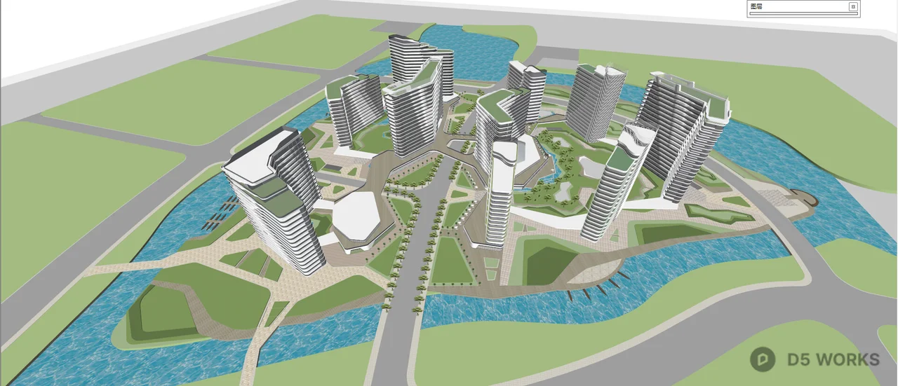 Modern Commercial Complex Under Cloudy Sky 3d model thumbnail 9