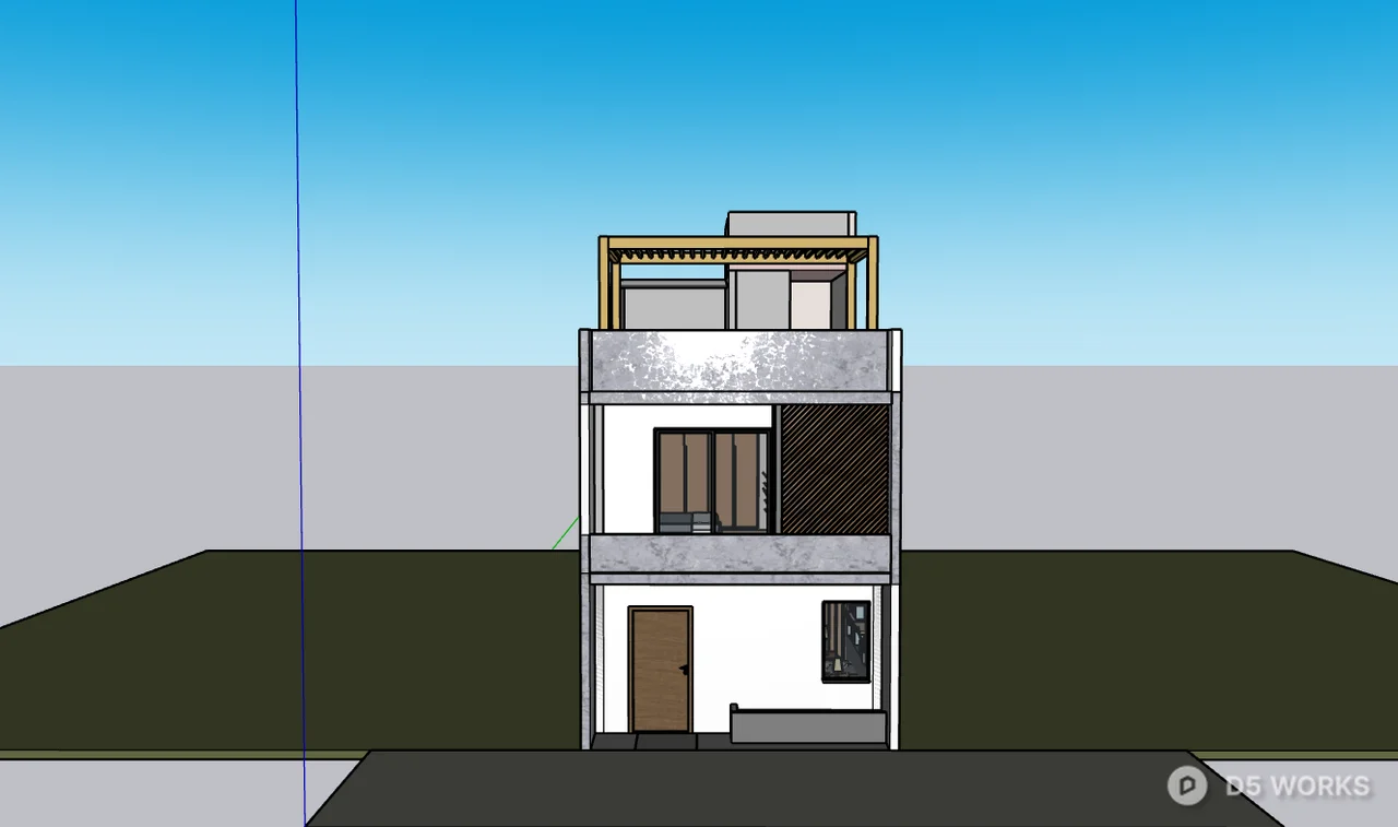 Modern Single Apartment Exterior Night View 3d model thumbnail 2