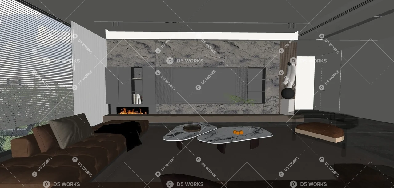 Living room 3d model thumbnail 2