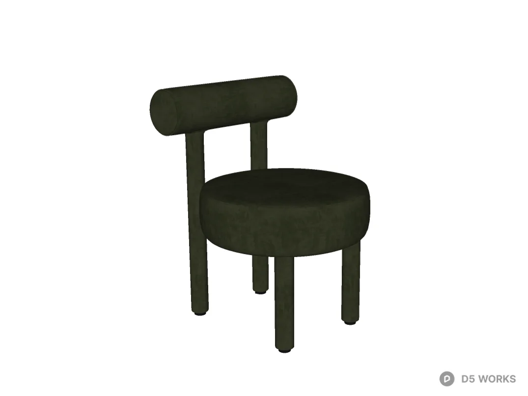 Minimalist Sage Green Velvet Tubular Chair 3d model thumbnail 2