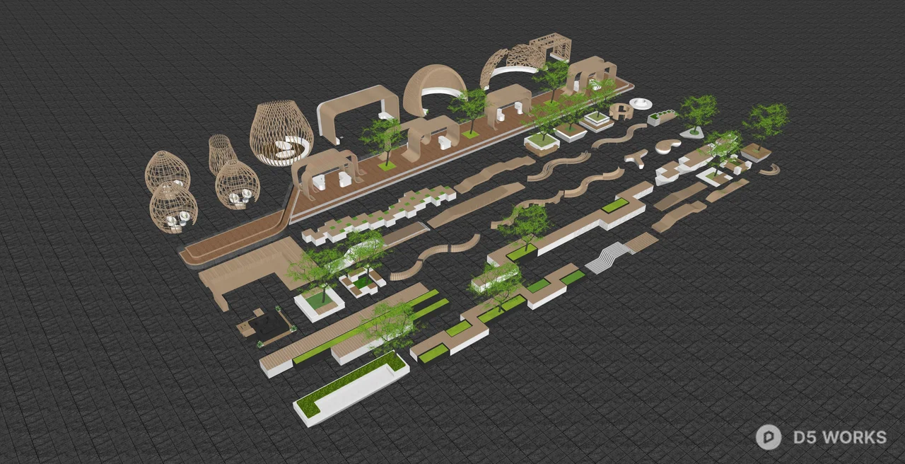 Modularization Organic Landscape and Landscape Seat Kit 3d model thumbnail 2