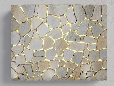 Stone Wall With Golden Grout 3d model