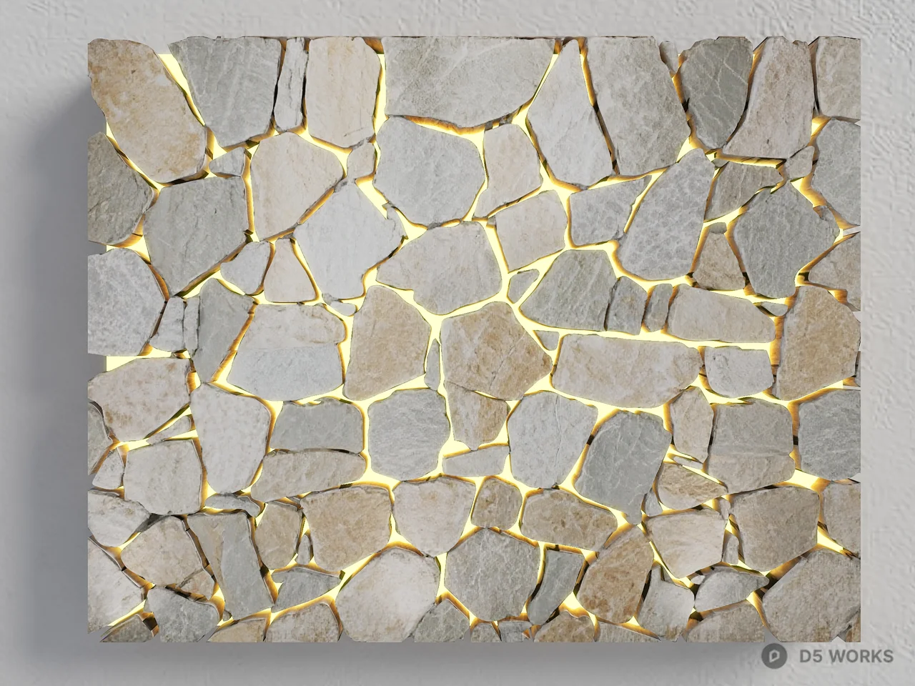 Stone Wall With Golden Grout 3d model - Image 1