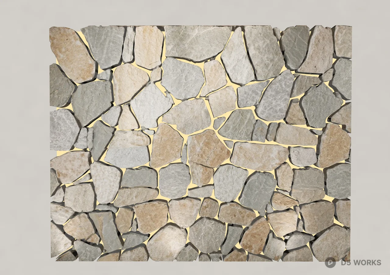 Stone Wall With Golden Grout 3d model thumbnail 3