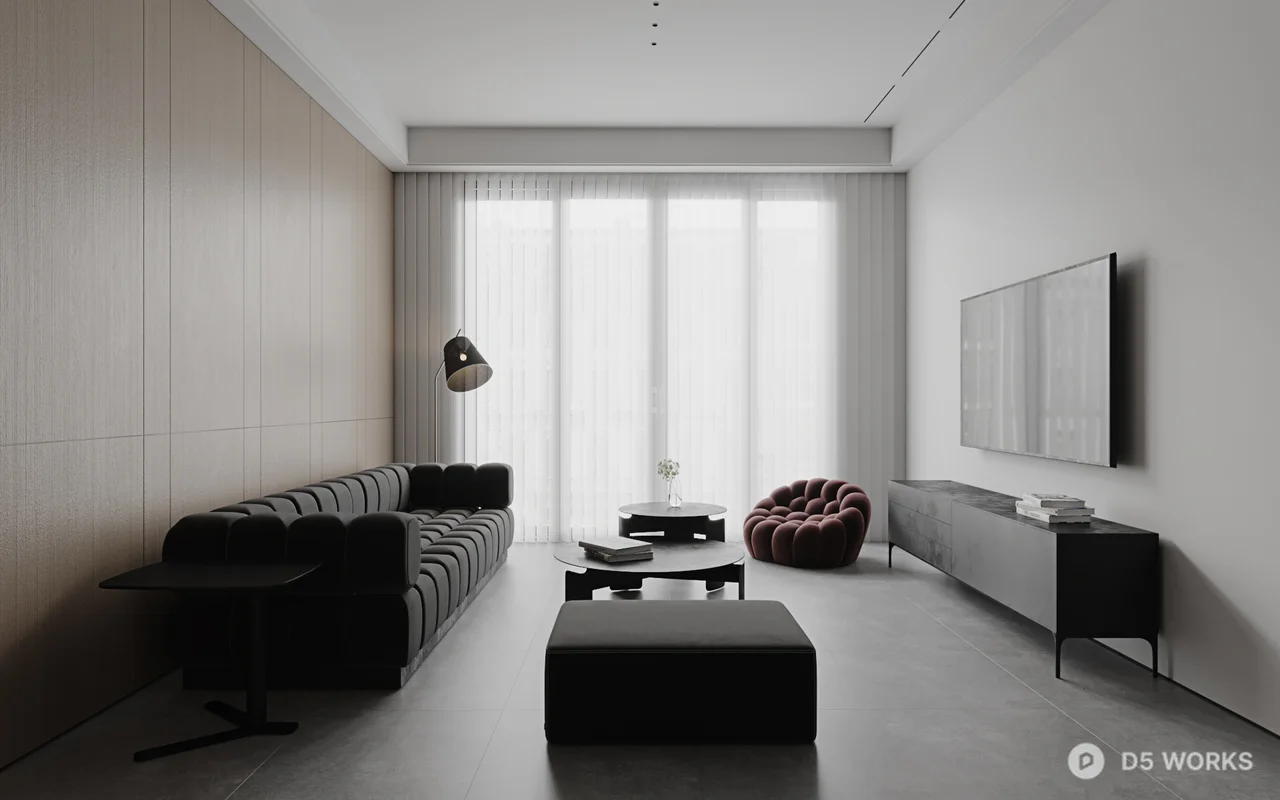 Minimalist Living Room with Modular Sofa 3d model thumbnail 8