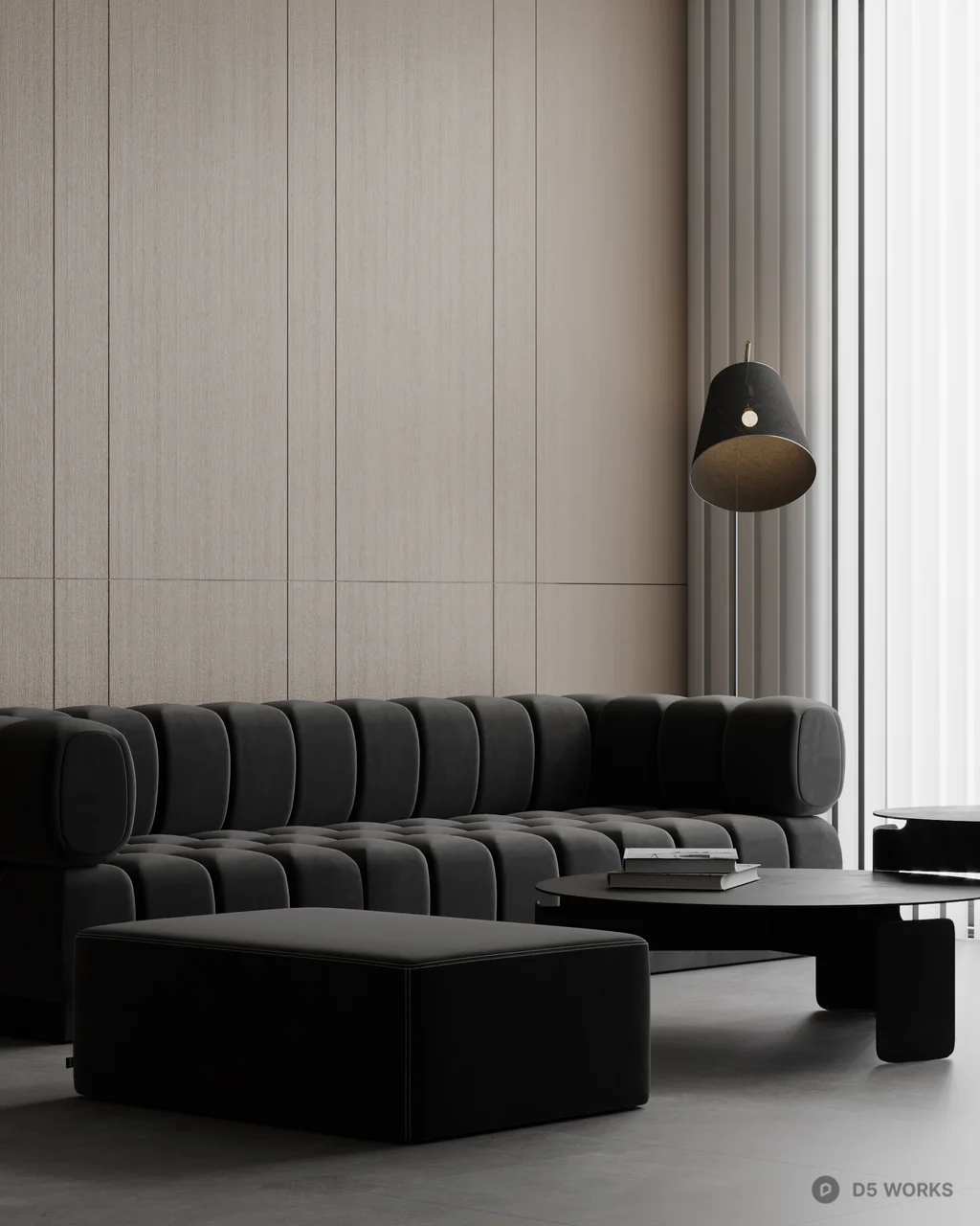 Minimalist Living Room with Modular Sofa 3d model thumbnail 5