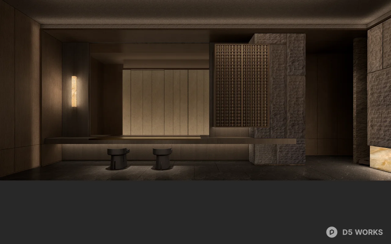 Minimalist Spa Corridor With Ambient Lighting 3d model thumbnail 2