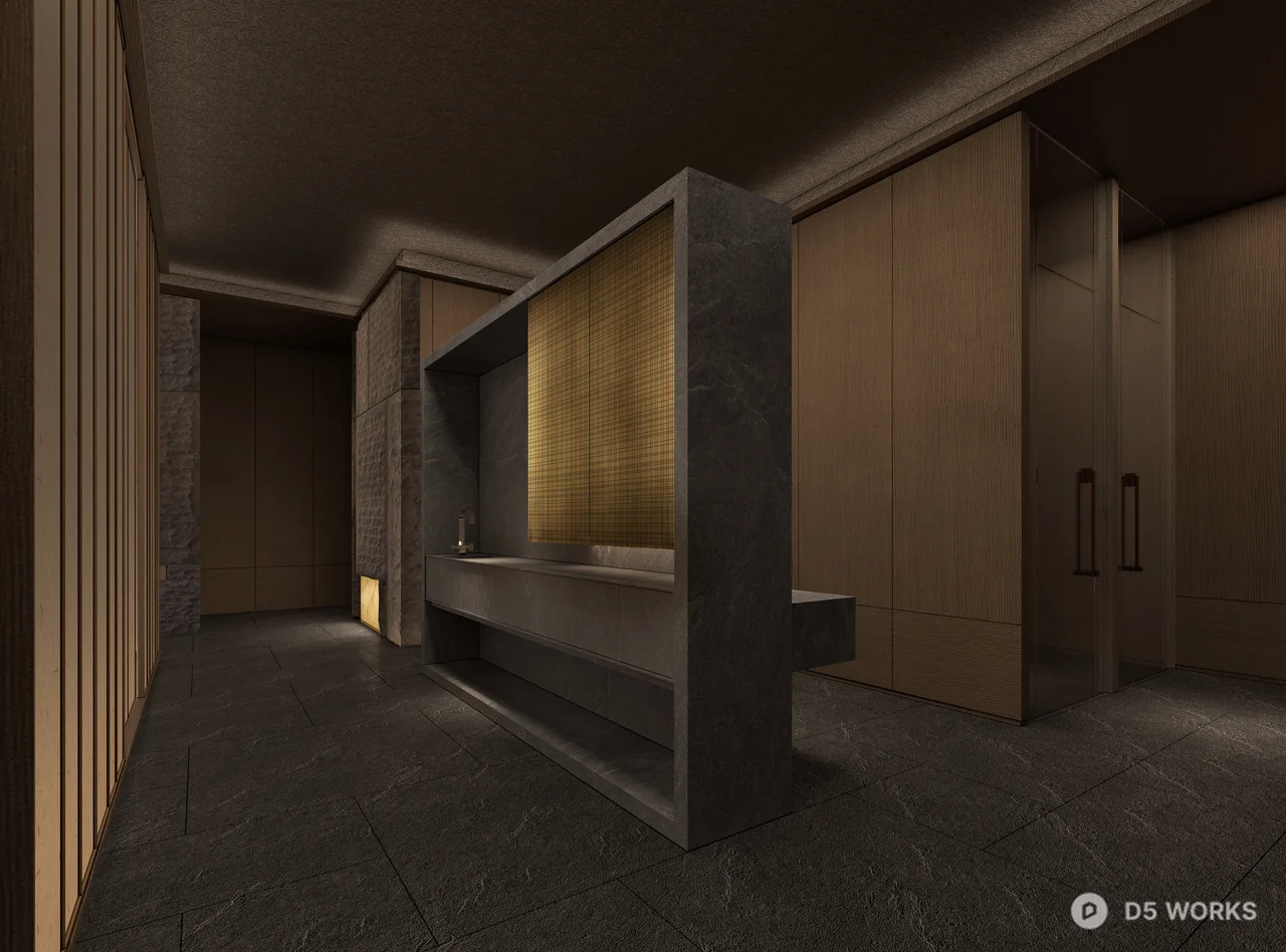 Minimalist Spa Corridor With Ambient Lighting 3d model thumbnail 4