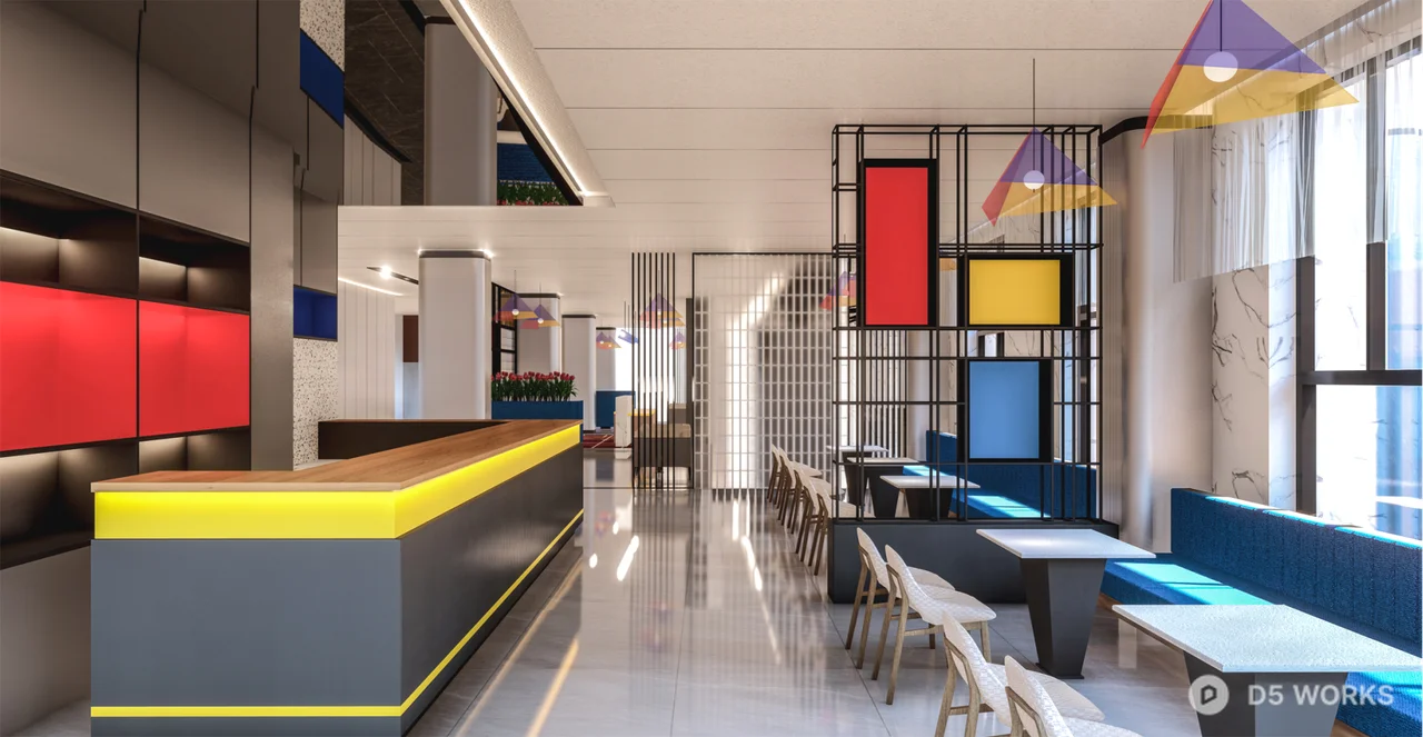 Modern Office Lobby With Art Wall And Lounge Seating 3d model thumbnail 7