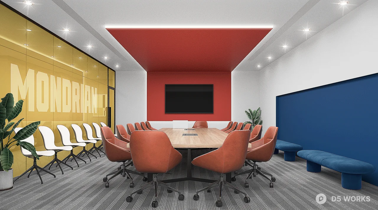 Modern Office Lobby With Art Wall And Lounge Seating 3d model thumbnail 6