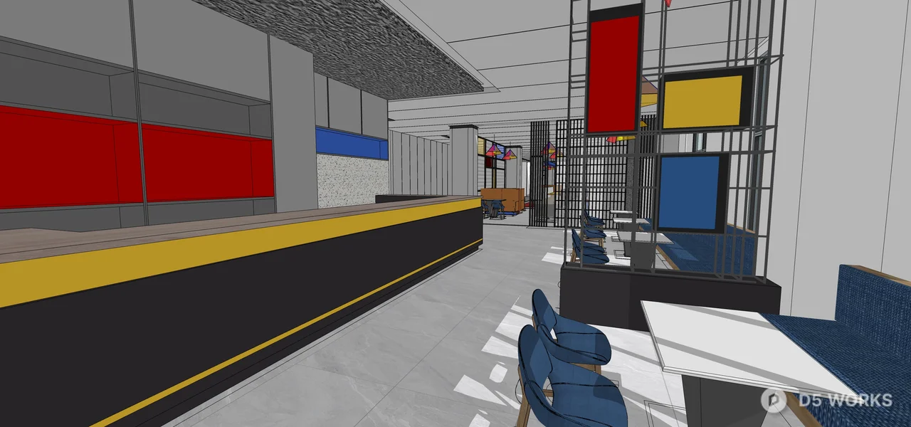 Modern Office Lobby With Art Wall And Lounge Seating 3d model thumbnail 3