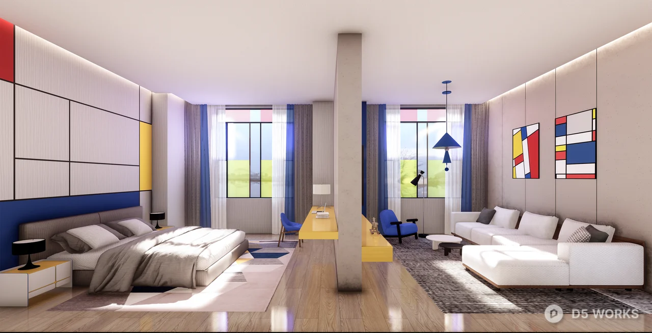 Modern Office Lobby With Art Wall And Lounge Seating 3d model thumbnail 8